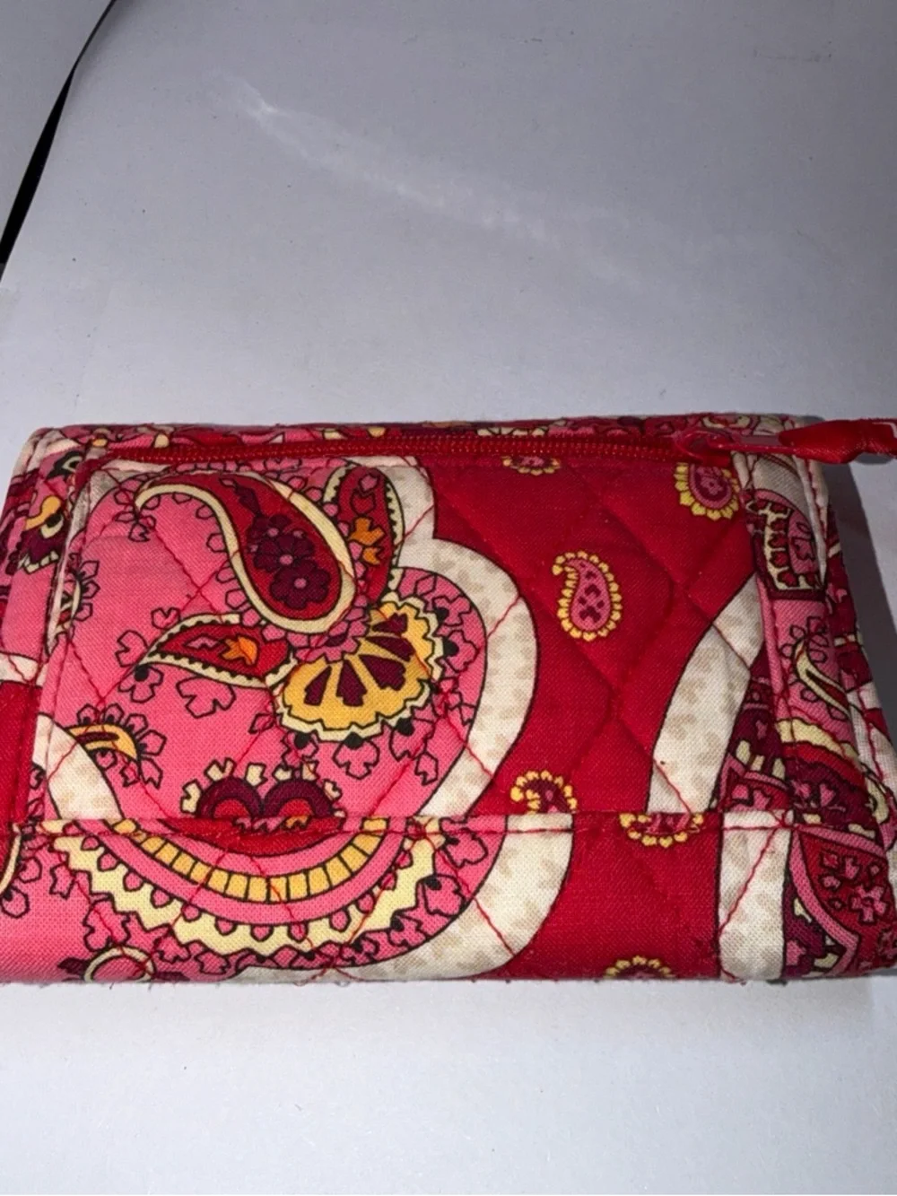 Vera Bradley Red and Pink Paisley Quilted Wallet - Picture 2 of 6